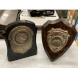 TWO CAR TOURING TROPHIES FROM 1951/52, ONE BAKELITE, THE OTHER WOOD
