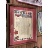 A FRAMED FAMILY NAME HISTORY 'WALSH' DATED 1994