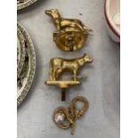 TWO GILT PAINTED MASCOTS, DOG AND A COW