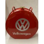 A RED VOLKSWAGEN PETROL CAN