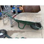 A METAL WHEEL BARROW WITH RUBBER TYRE