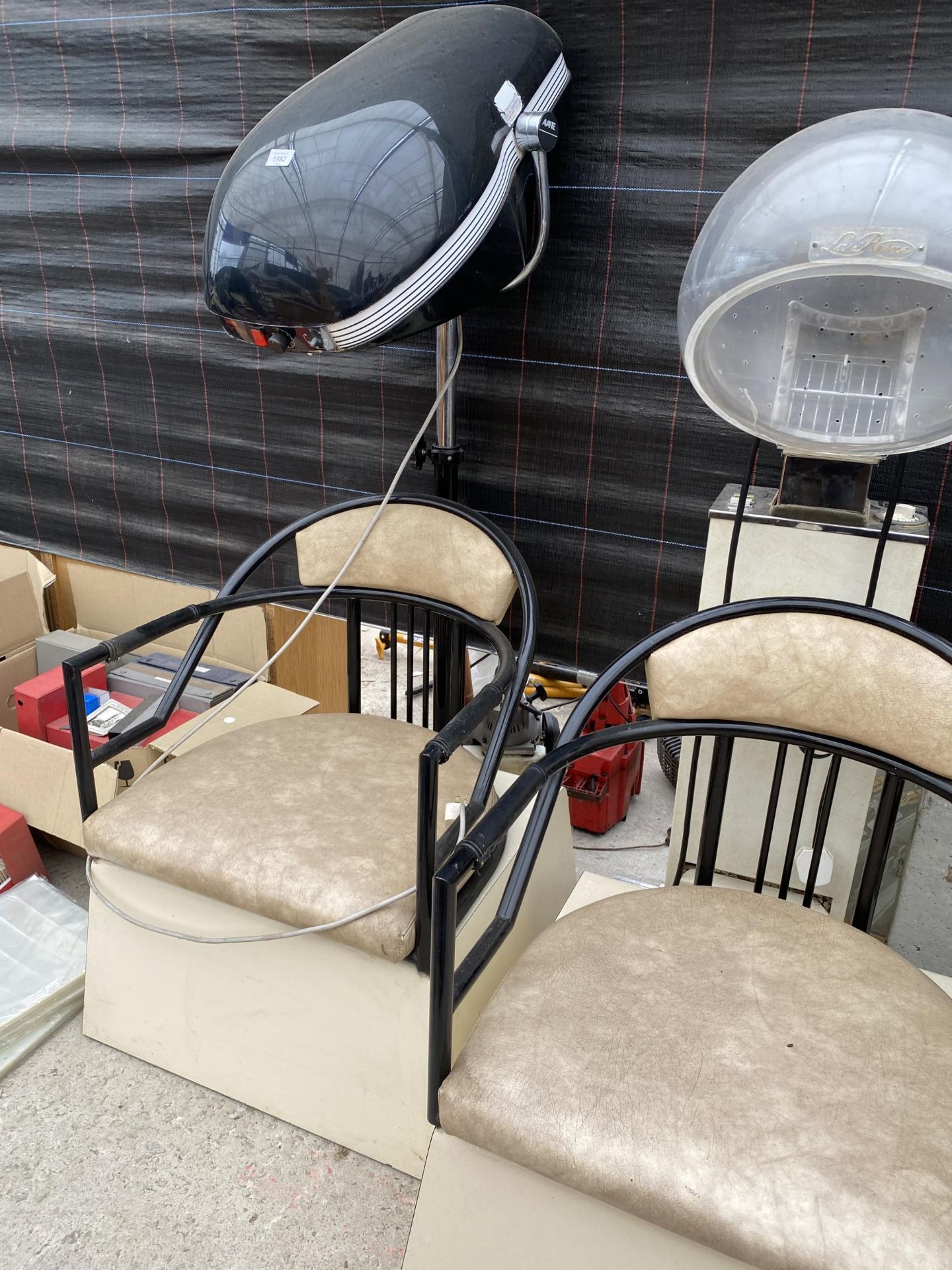 TWO HAIRDRESSERS HAIRDRYER CHAIRS AND A FURTHER HAIR DRESSING CHAIR - Image 2 of 3