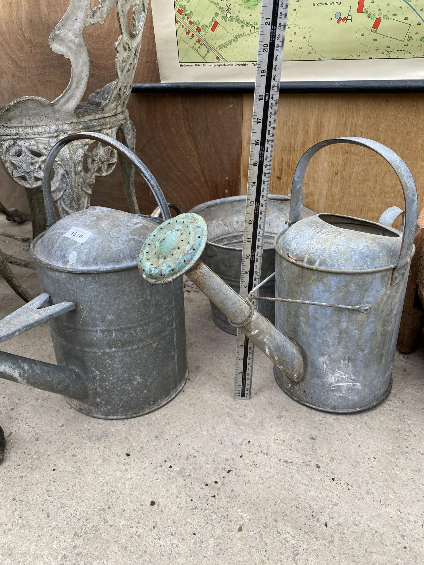 TWO VINTAGE GALVANISED WATERING CANS AND A GALVANISED BUCKET - Image 3 of 3
