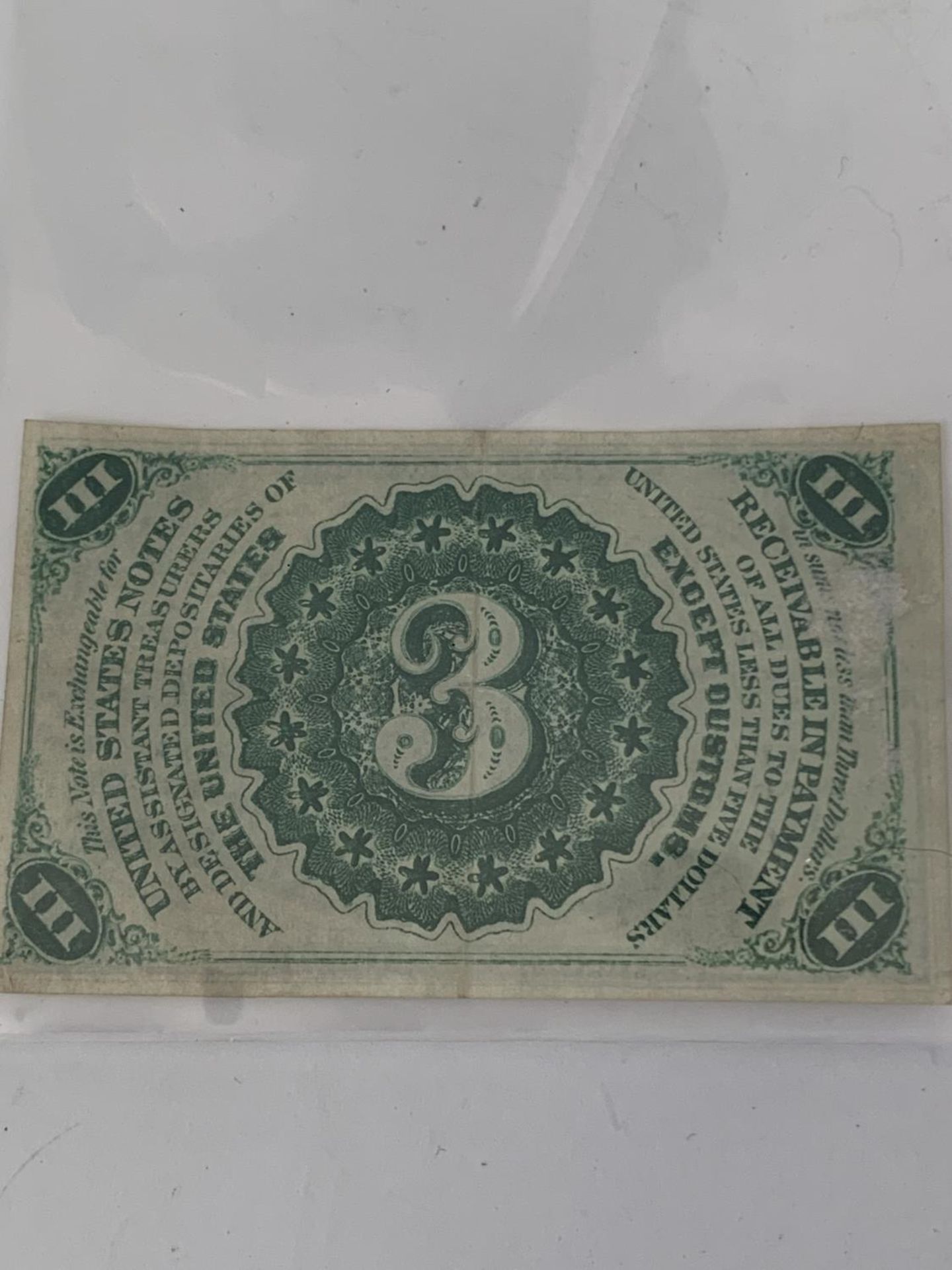 AN ACT OF MARCH 3RD 1863 THREE CENTS FRACTIONAL CURRENCY NOTE - Image 3 of 5