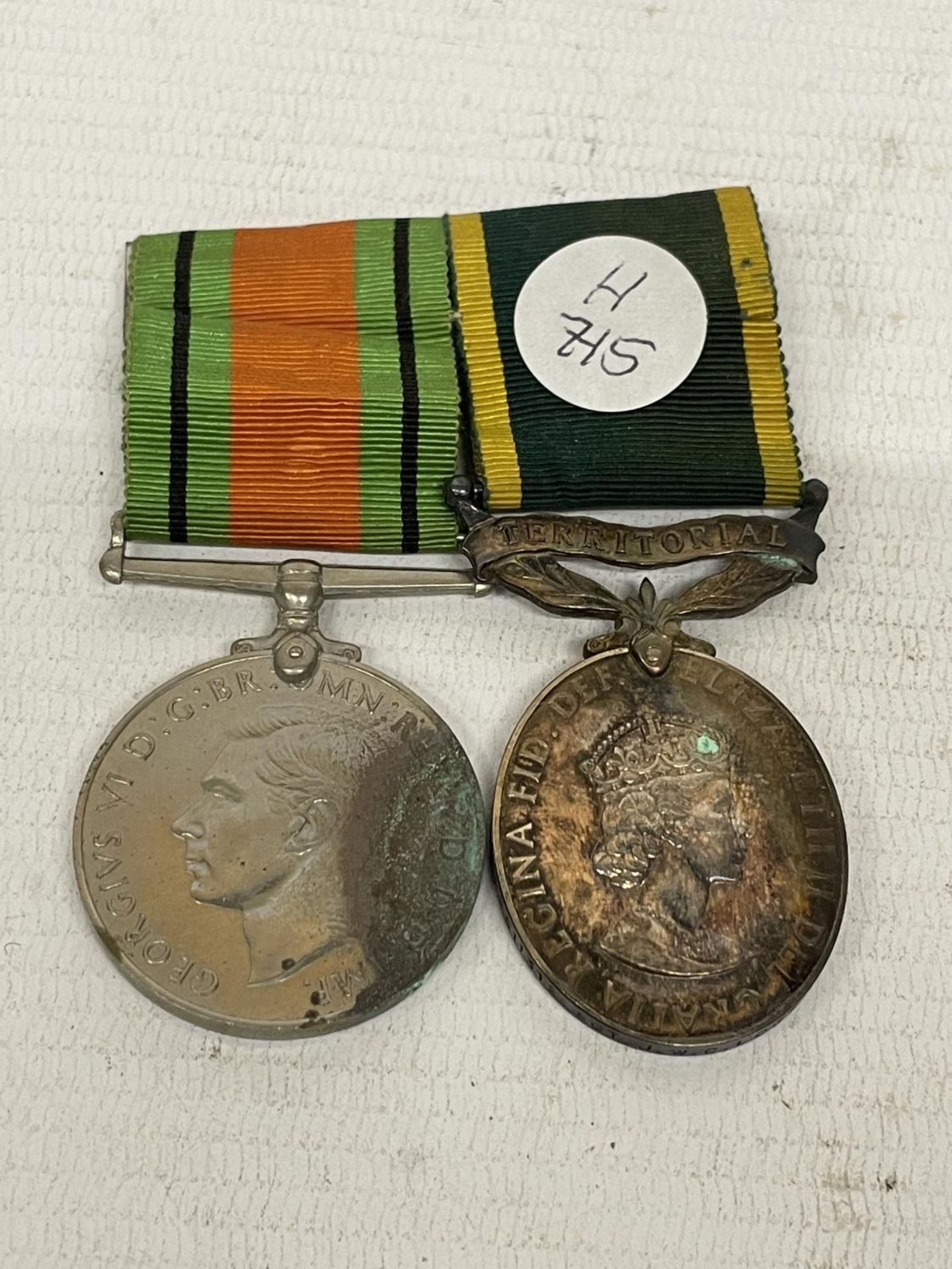 TWO MEDALS ON RIBBONS TO INCLUDE A DEFENCE MEDAL AND ONE FOR EFFICIENT SERVICE