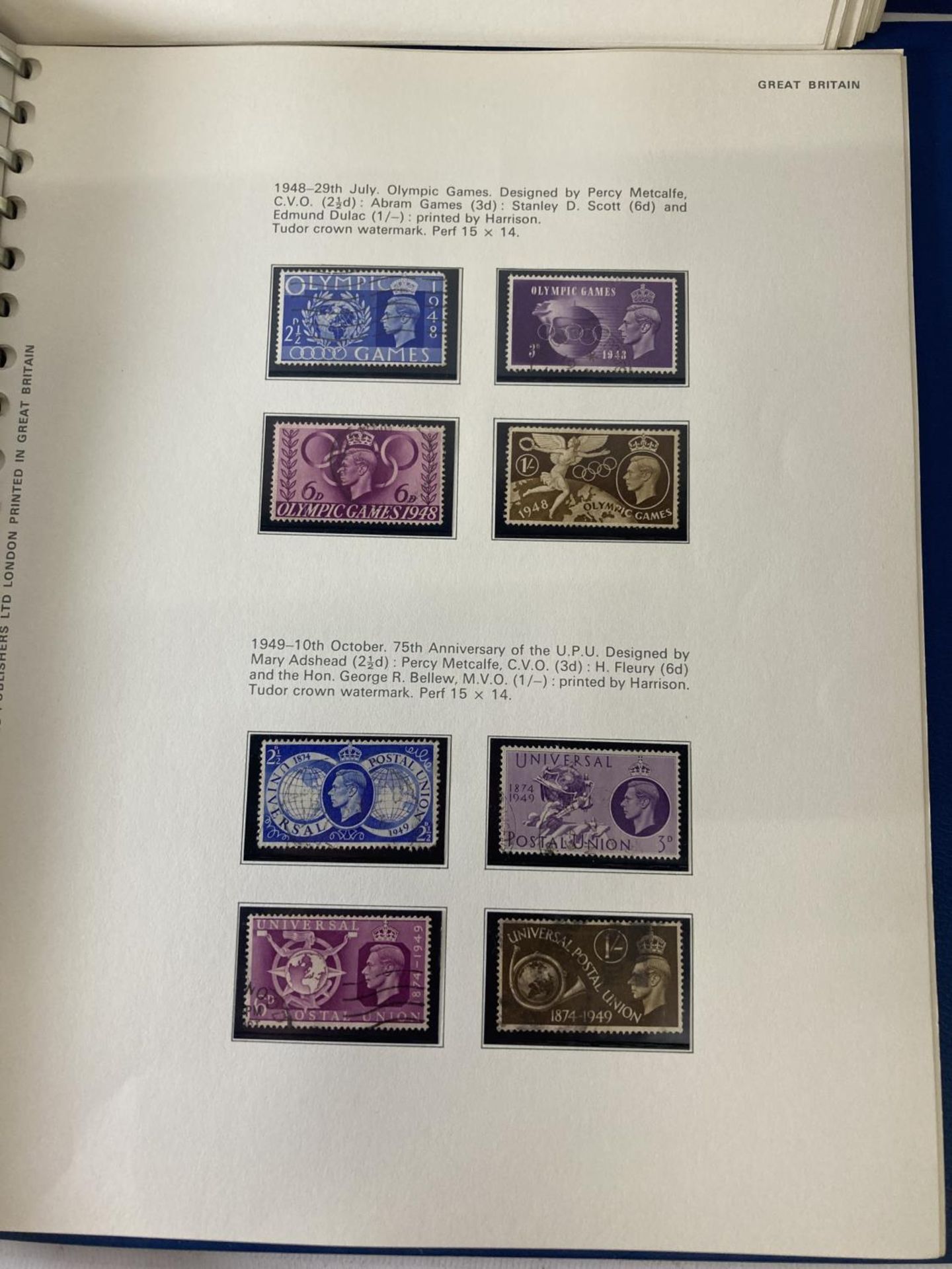 TWO BLUE STAMP ALBUMS CONTAINING STAMPS OF GREAT BRITAIN 1840 TO 1951 AND 1952 TO 1971 - Image 2 of 7