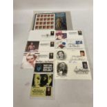TEN WALLETS OF HOLLYWOOD LEGENDS FIRST DAY COVERS TO INCLUDE BETTY DAVIES, JUDY GARLAND, GRACE