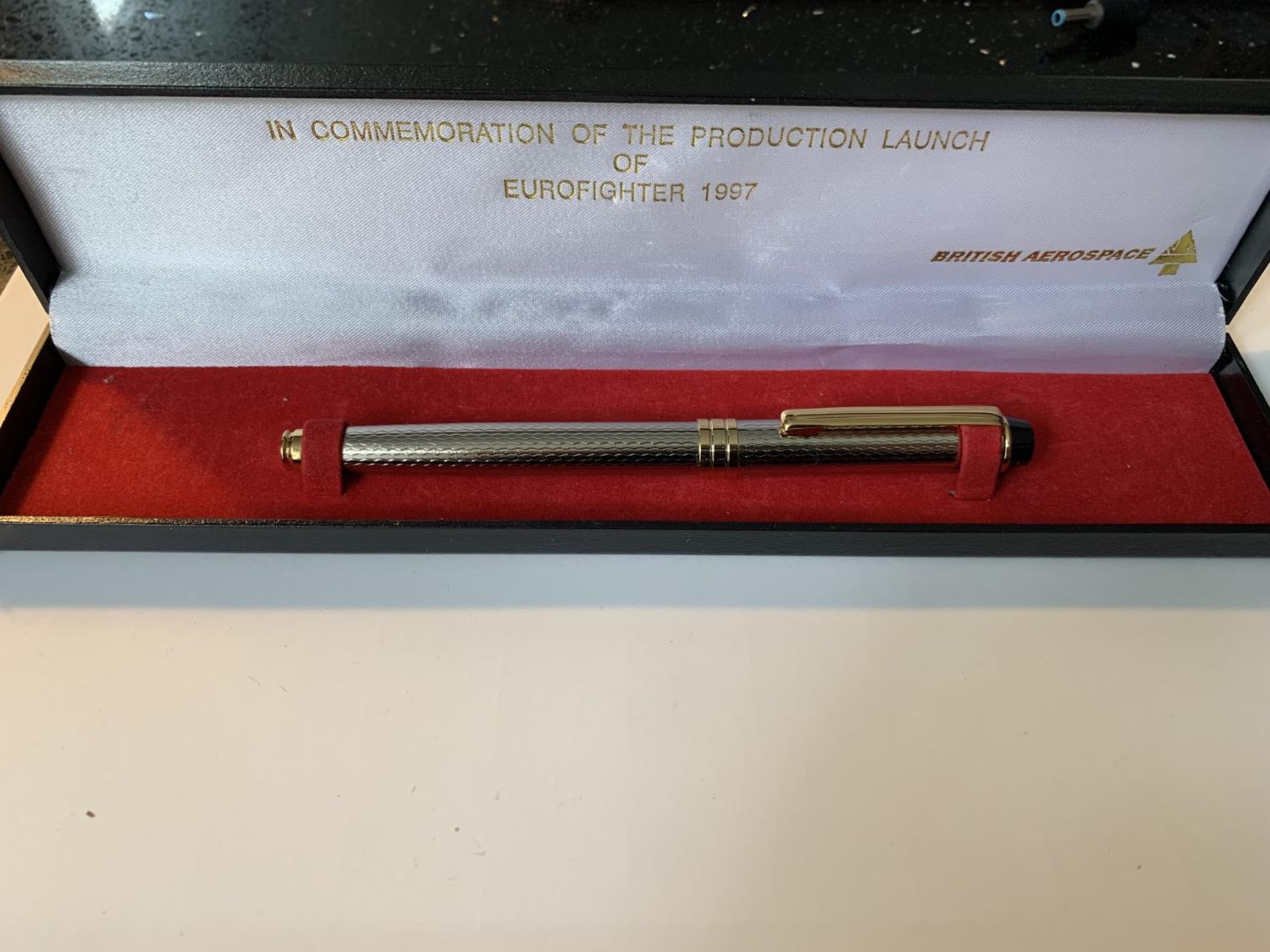 A BRITISH AEROSPACE FOUNTAIN PEN BOXED IN COMMEMORATION OF THE PRODUCTION LAUNCH OF EURO FIGHTER