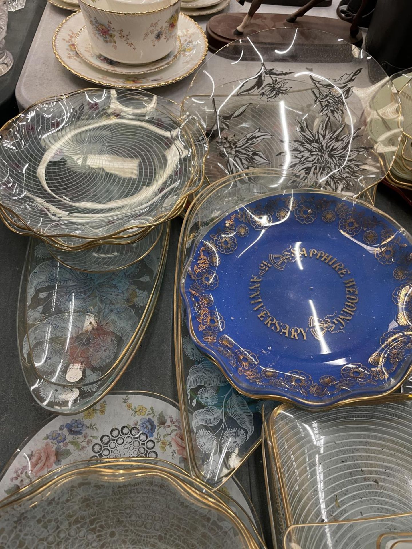 A LARGE QUANTITY OF PATTERNED GLASSWARE PLATES AND SANDWICH TRAYS, ETC - Image 3 of 5