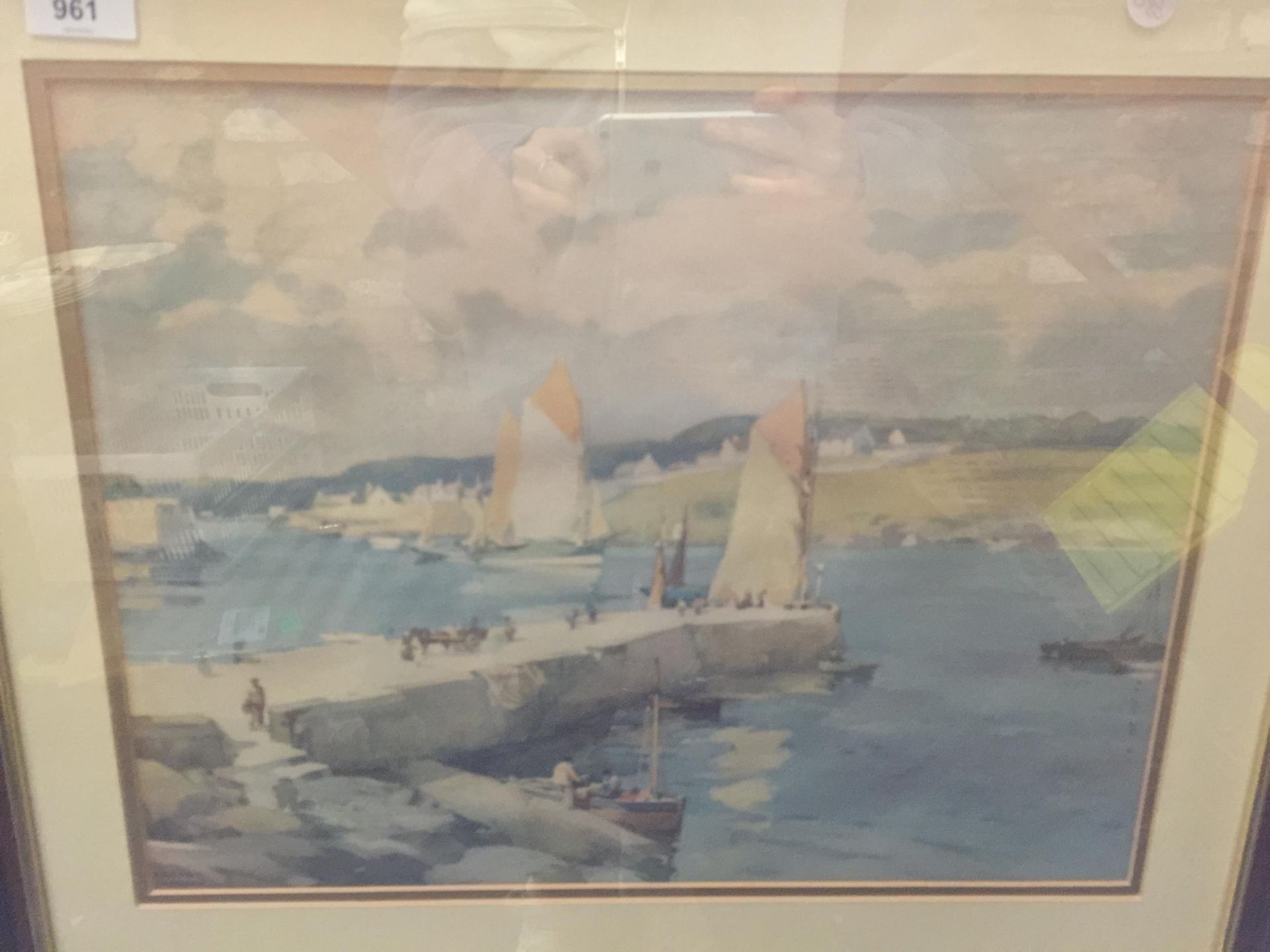 A FRAMED PRINT OF A HARBOUR SCENE - Image 2 of 3