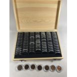 A COLLECTOR’S CASE FOR HALF PENNIES , G111 – QE11, SPACES FOR 100 COINS