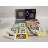 A MIXED LOT OF STAMPS TO INCLUDE THE ROYAL WEDDING SOUVENIR FOLDER, ANNIVERSARY OF THE CORONATION