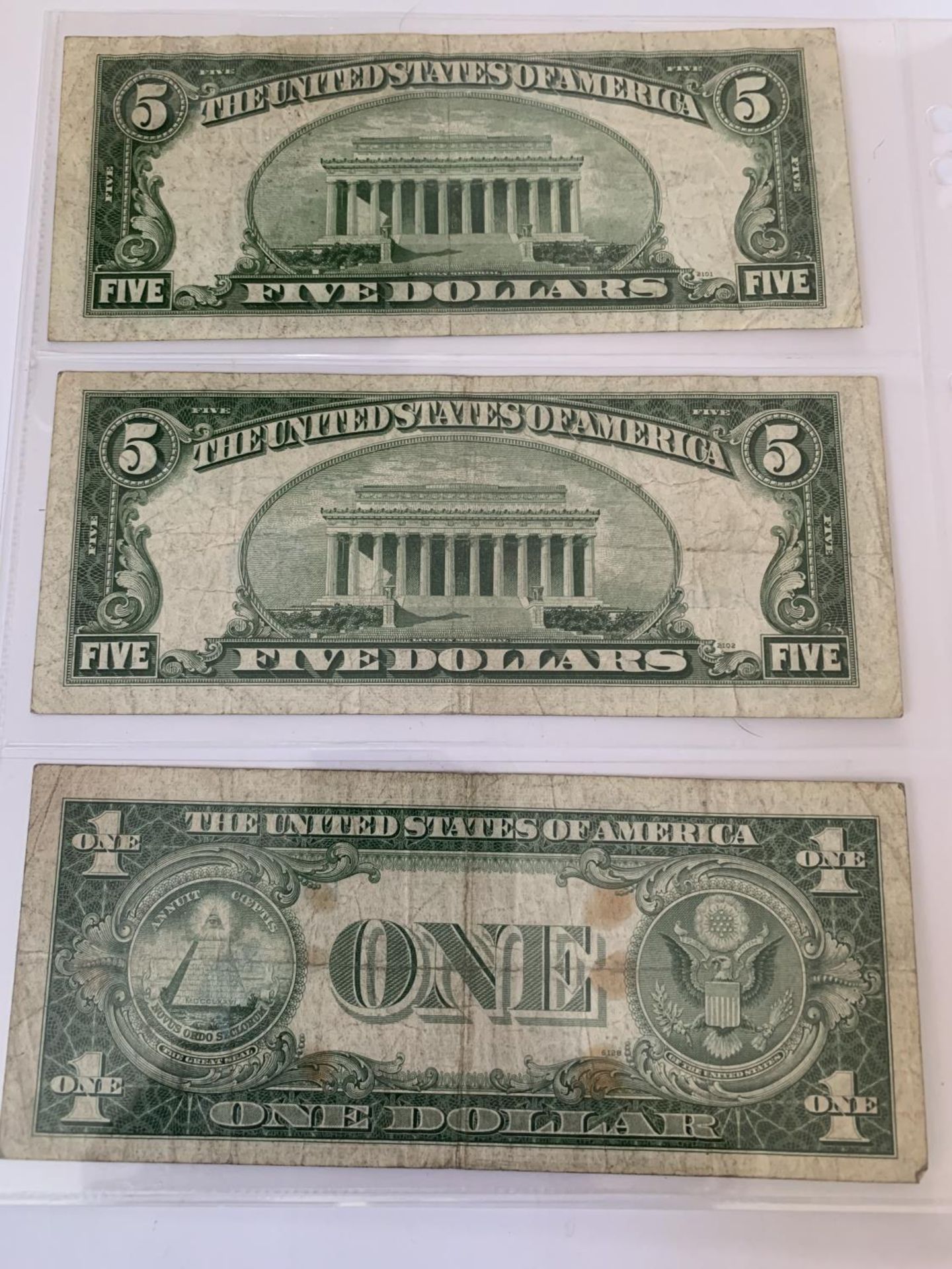 THREE THE UNITED STATES OF AMERICA SILVER CERTIFICATE NOTES SIGNED HUMPHERY (1953-1957) TO INCLUDE - Image 5 of 5