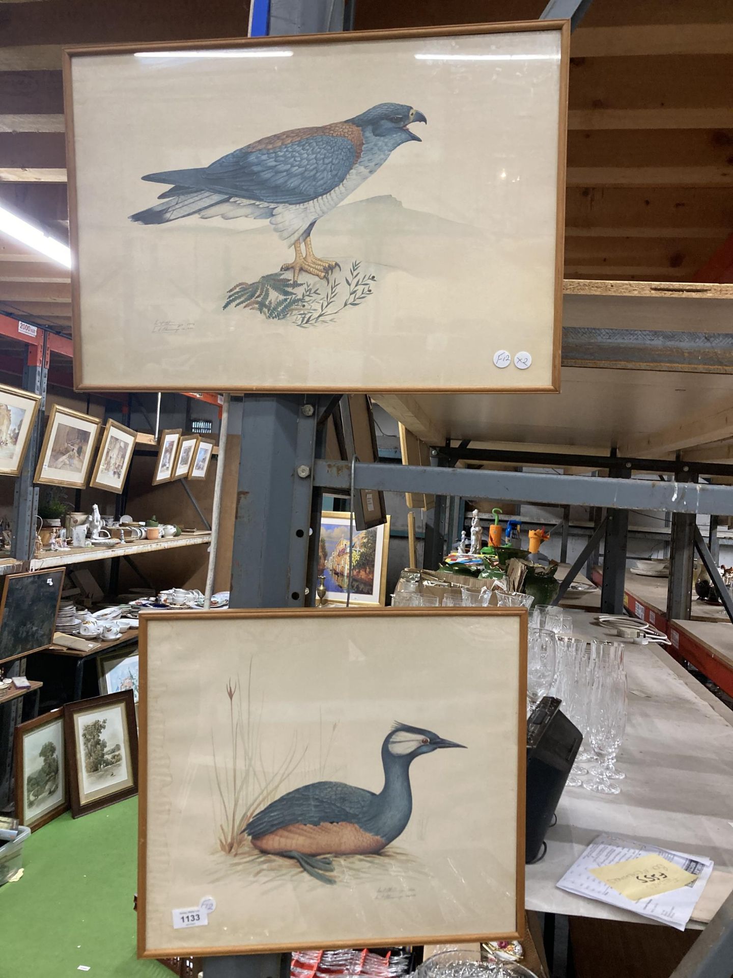 A PAIR OF FRAMED BIRD ENGRAVINGS, PENCIL SIGNED