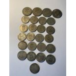 A COLLECTION OF 25 COINS TO INCLUDE 4 FLORINS AND 21 SHILLINGS