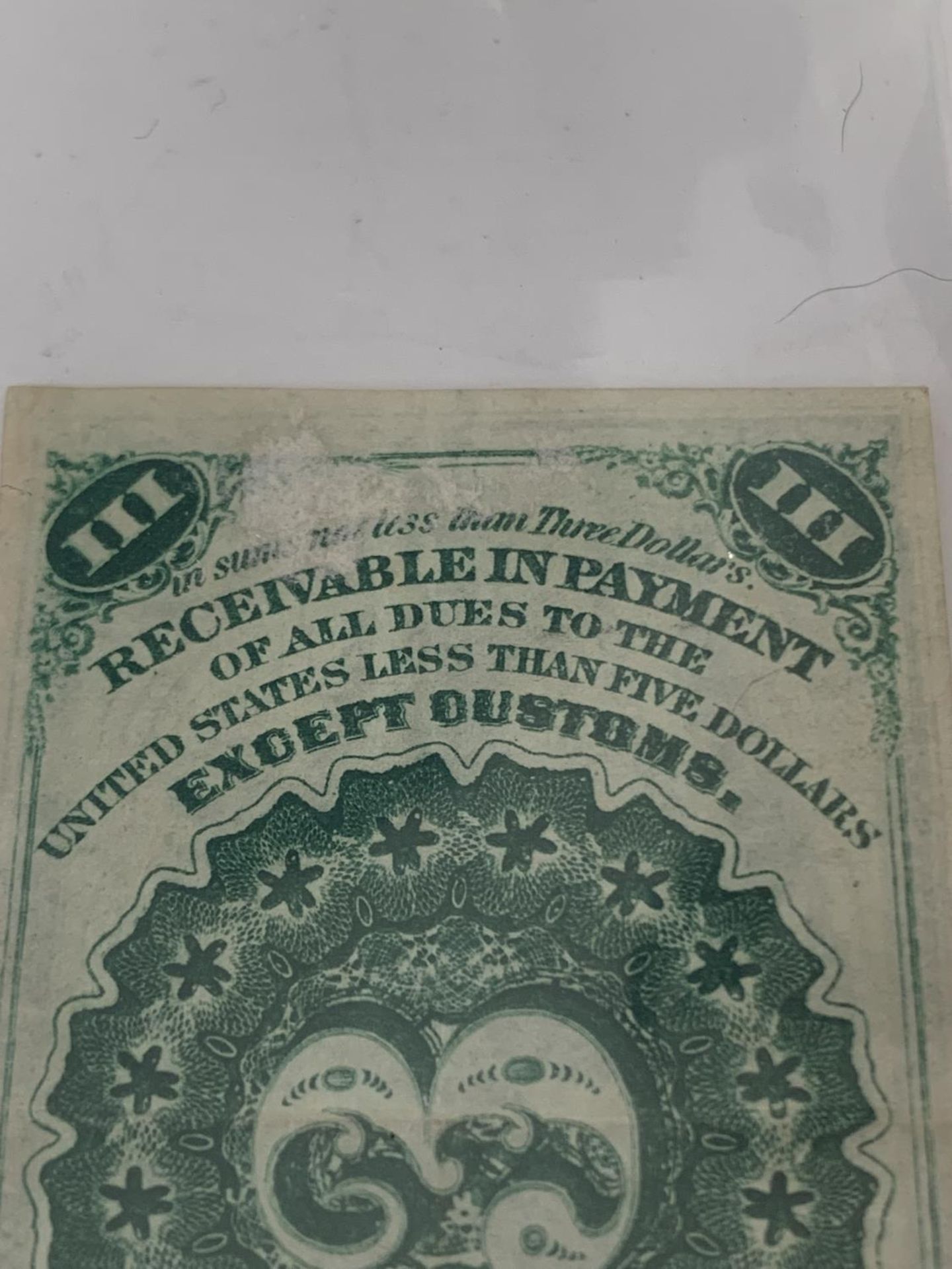 AN ACT OF MARCH 3RD 1863 THREE CENTS FRACTIONAL CURRENCY NOTE - Image 5 of 5