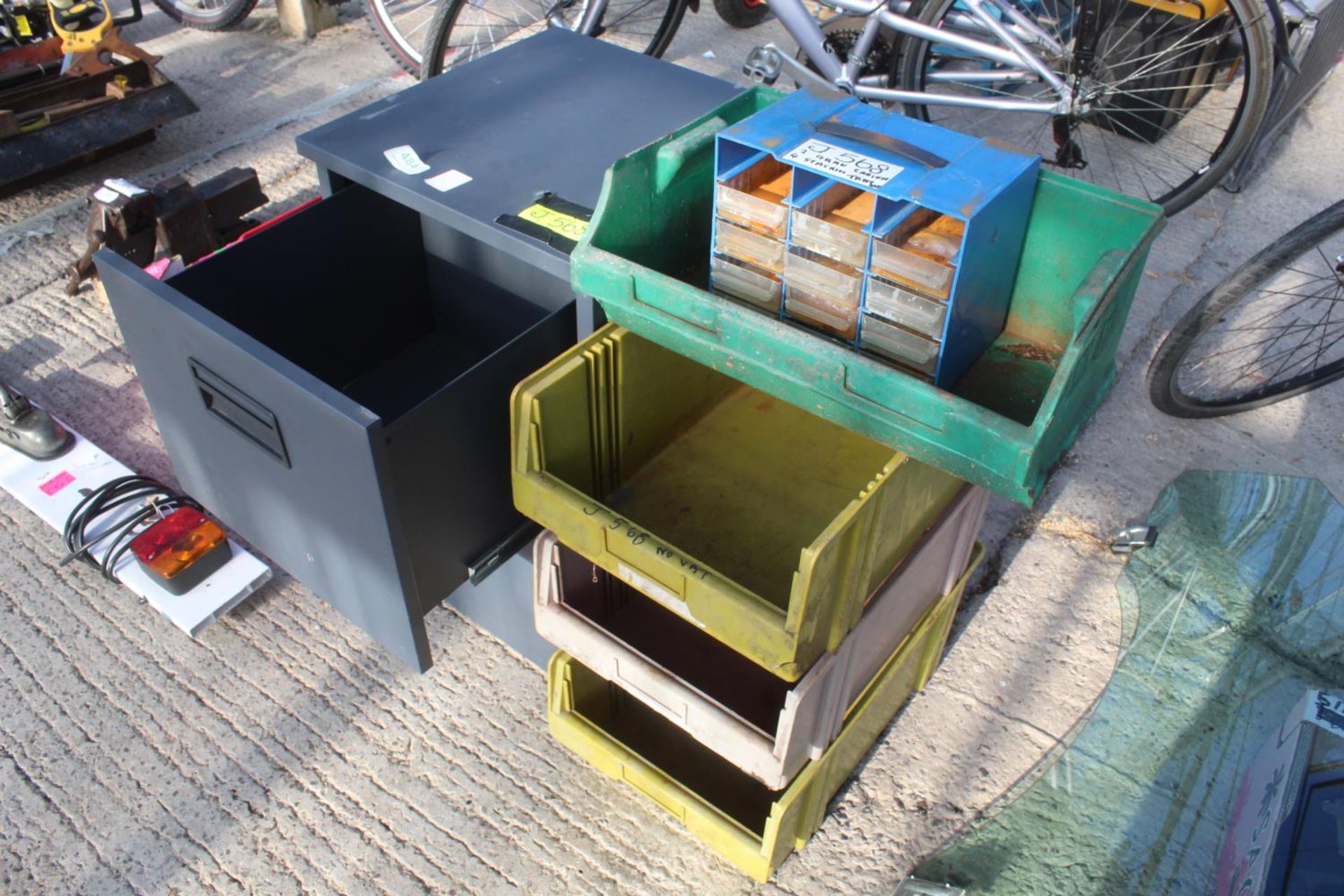 TWO DRAWER CABINET & FOUR STACKING TRAYS - NO VAT - Image 2 of 2