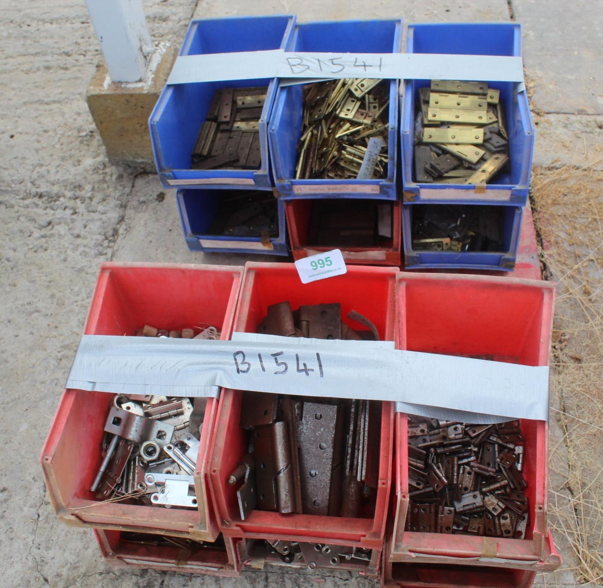 12 BOXES OF BRASS AND STEEL HINGES NO VAT