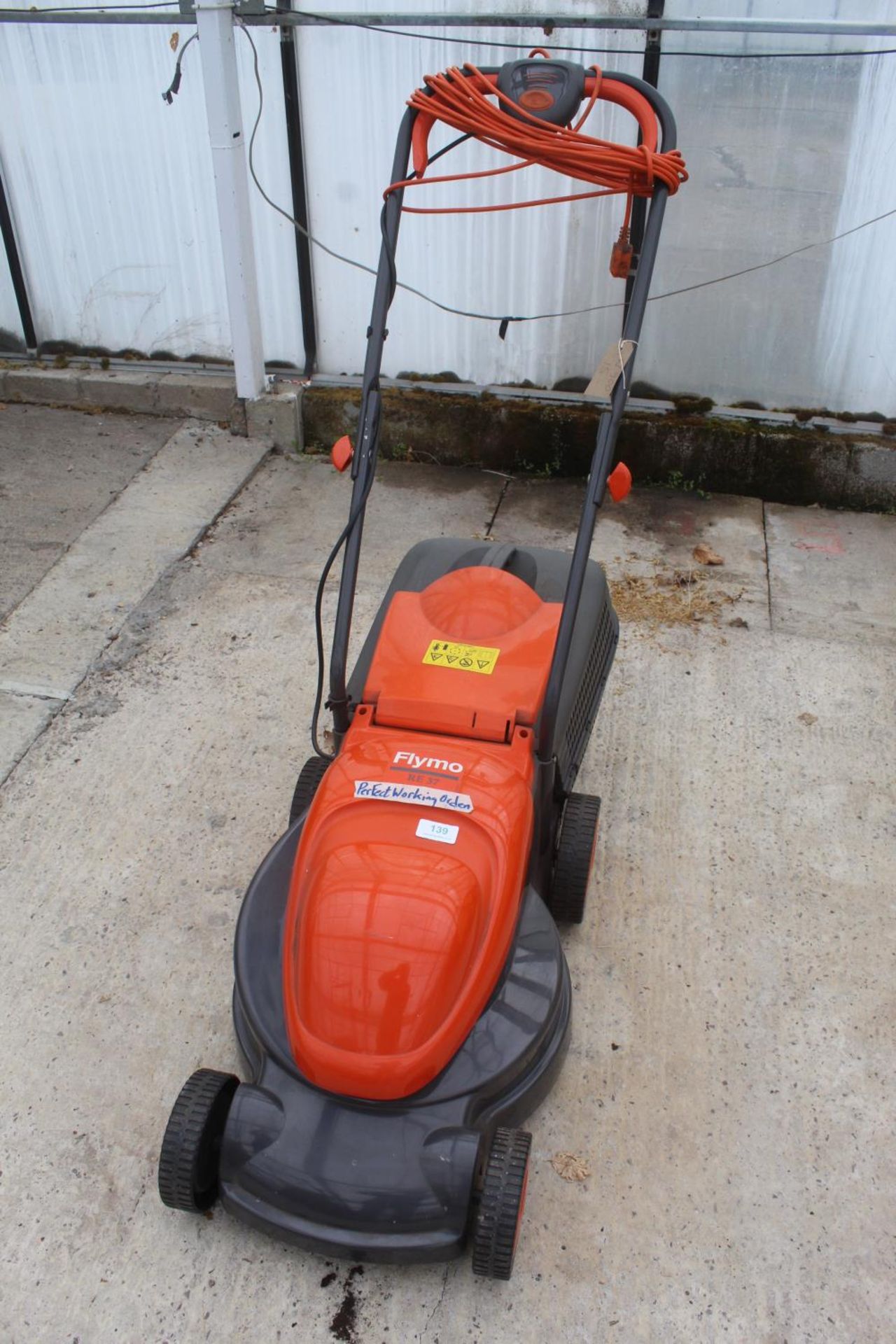 FLYMO RE37 ROTARY ELECTRIC LAWN MOWER AND BOX NO VAT