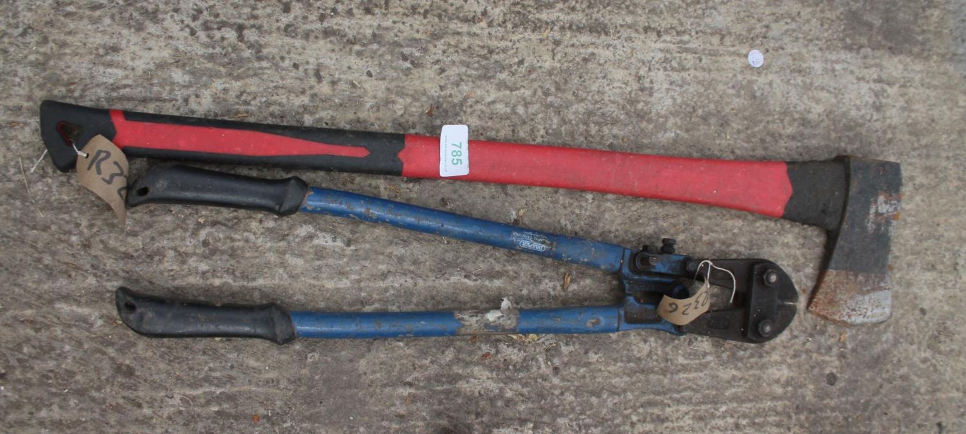 A BOLT CUTTER & AXE NO VAT