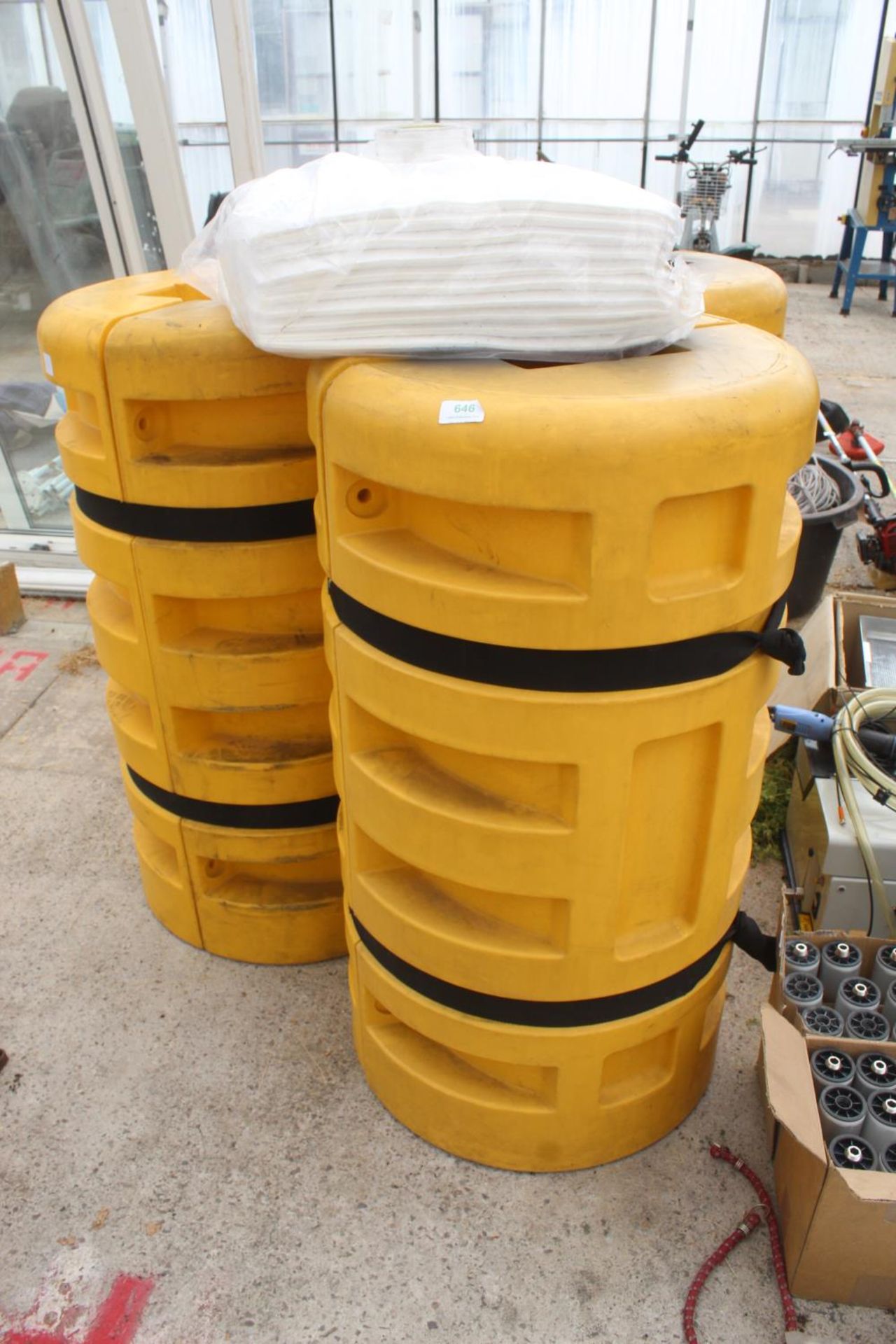 3 YELLOW REMOVABLE BARRIERS NO VAT