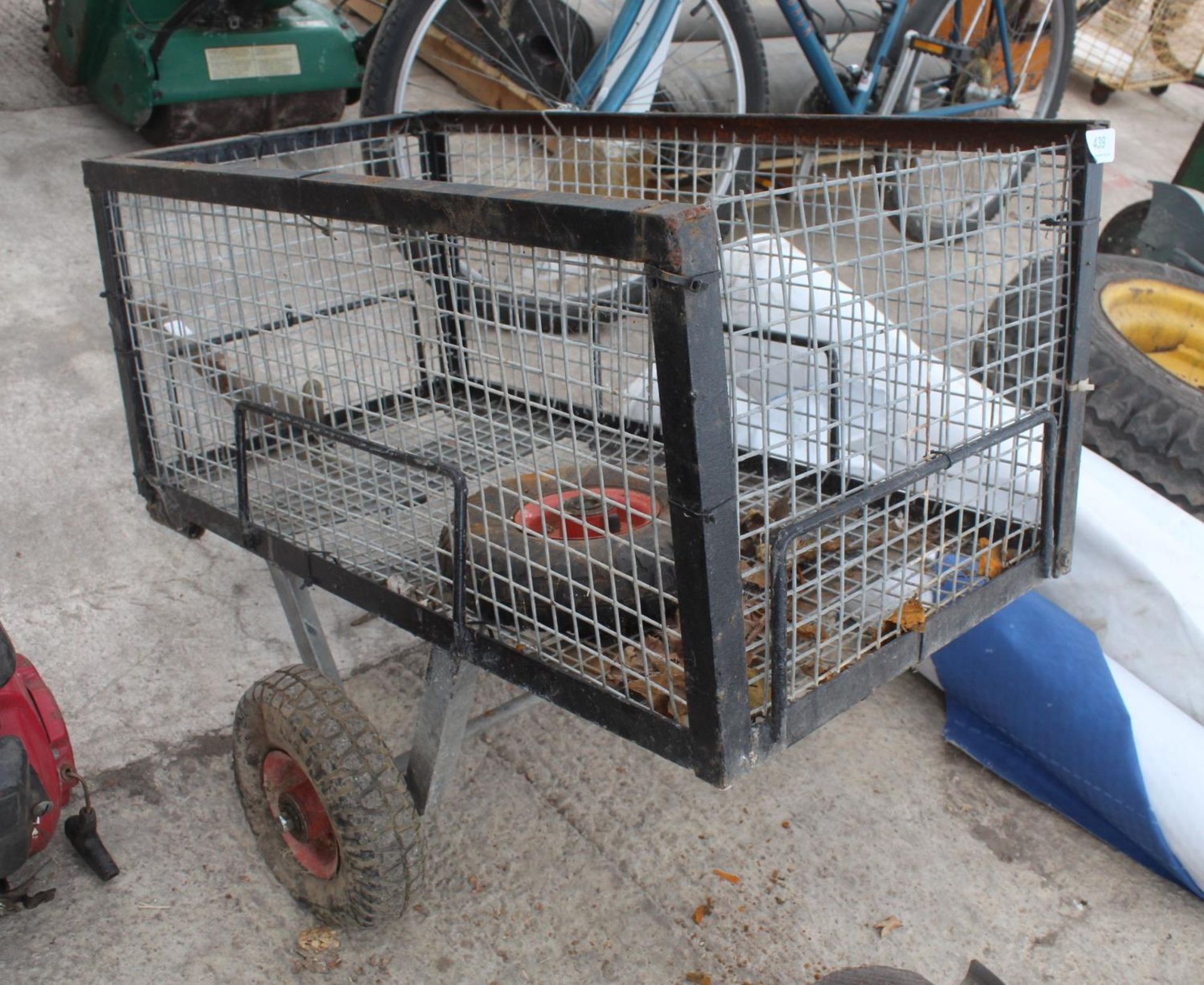 A TWO WHEEL CAGE SIDED TROLLEY - NO VAT