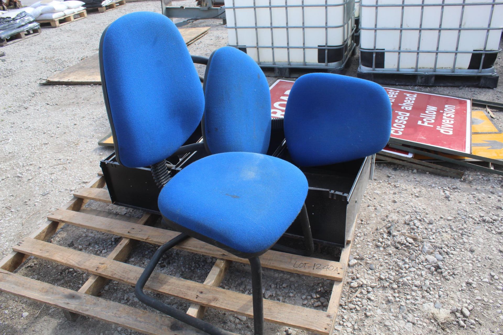 A PALLET OF STACKING CHAIRS ETC + VAT