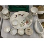 A QUANTITY OF ROYAL WORCESTER 'EVESHAM' TABLE WARE TO INCLUDE A SERVING PLATE, RAMEKINS, CUPS, A