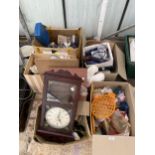 AN ASSORTMENT OF HOUSEHOLD CLEARANCE ITEMS TO INCLUDE CERMAICS AND CLOCKS ETC