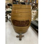 A LARGE STONEWARE 'VINEGAR' BARRELL WITH TAP TO THE BASE, BY PRICE AND SONS