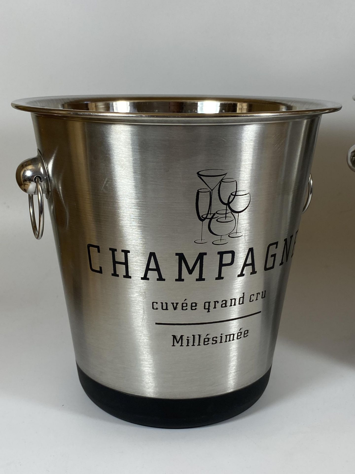 A PAIR OF CHROME EFFECT CHAMPAGNE CUVEE GRAND CRU ICE BUCKETS, HEIGHT 21CM - Image 2 of 5