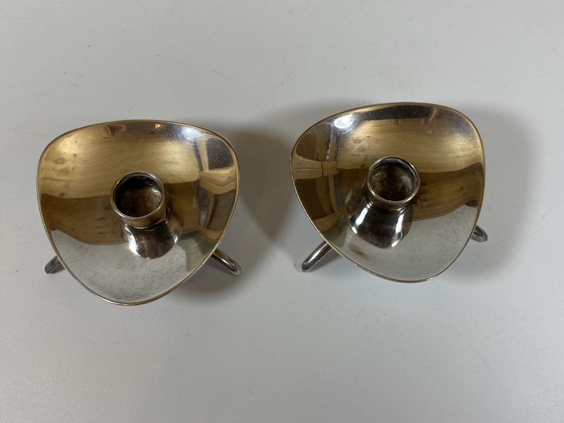 A PAIR OF ATLA DANISH SILVER PLATED SMALL CANDLE HOLDERS - Image 2 of 3