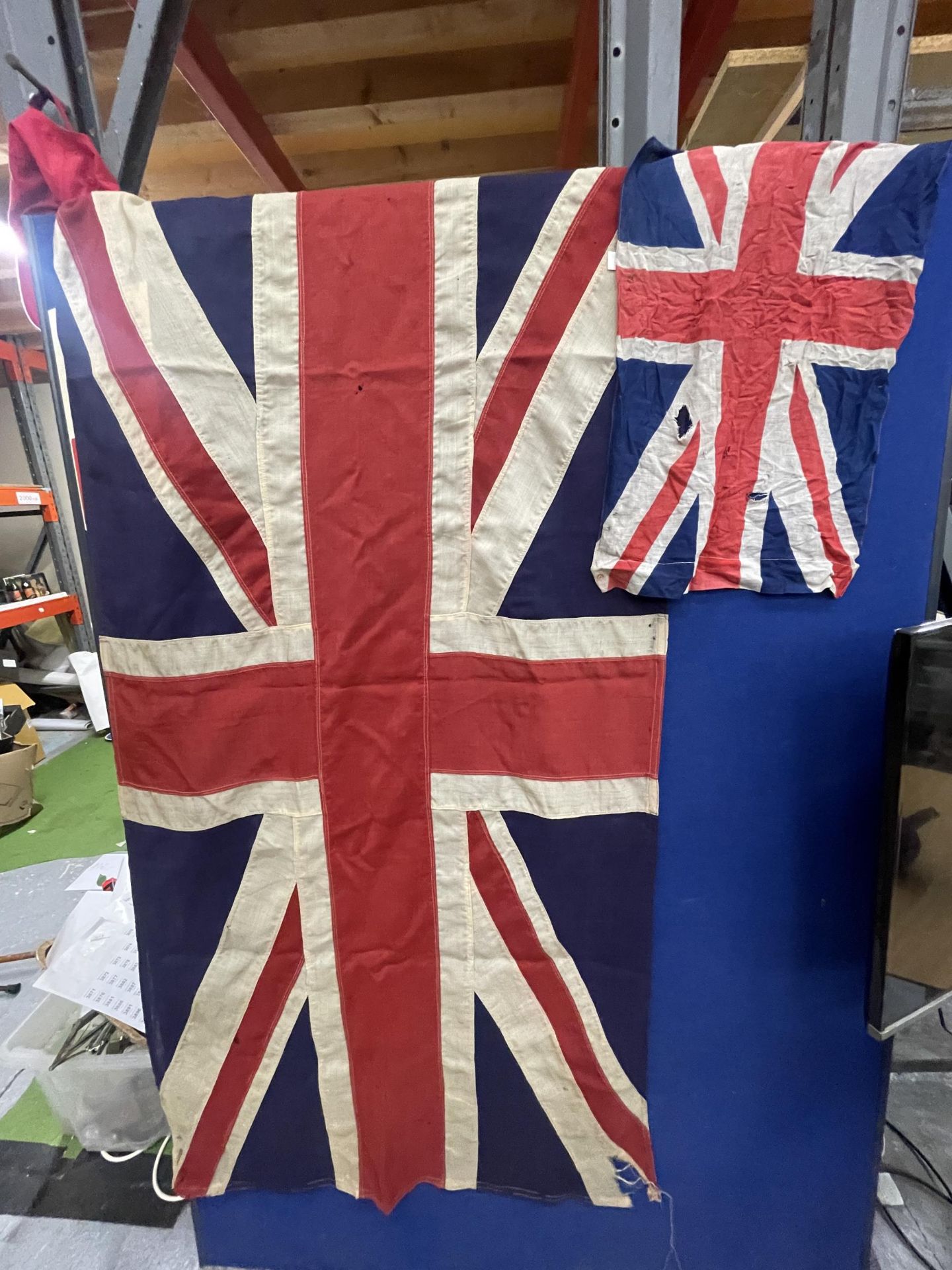 TWO VINTAGE UNION JACK FLAGS