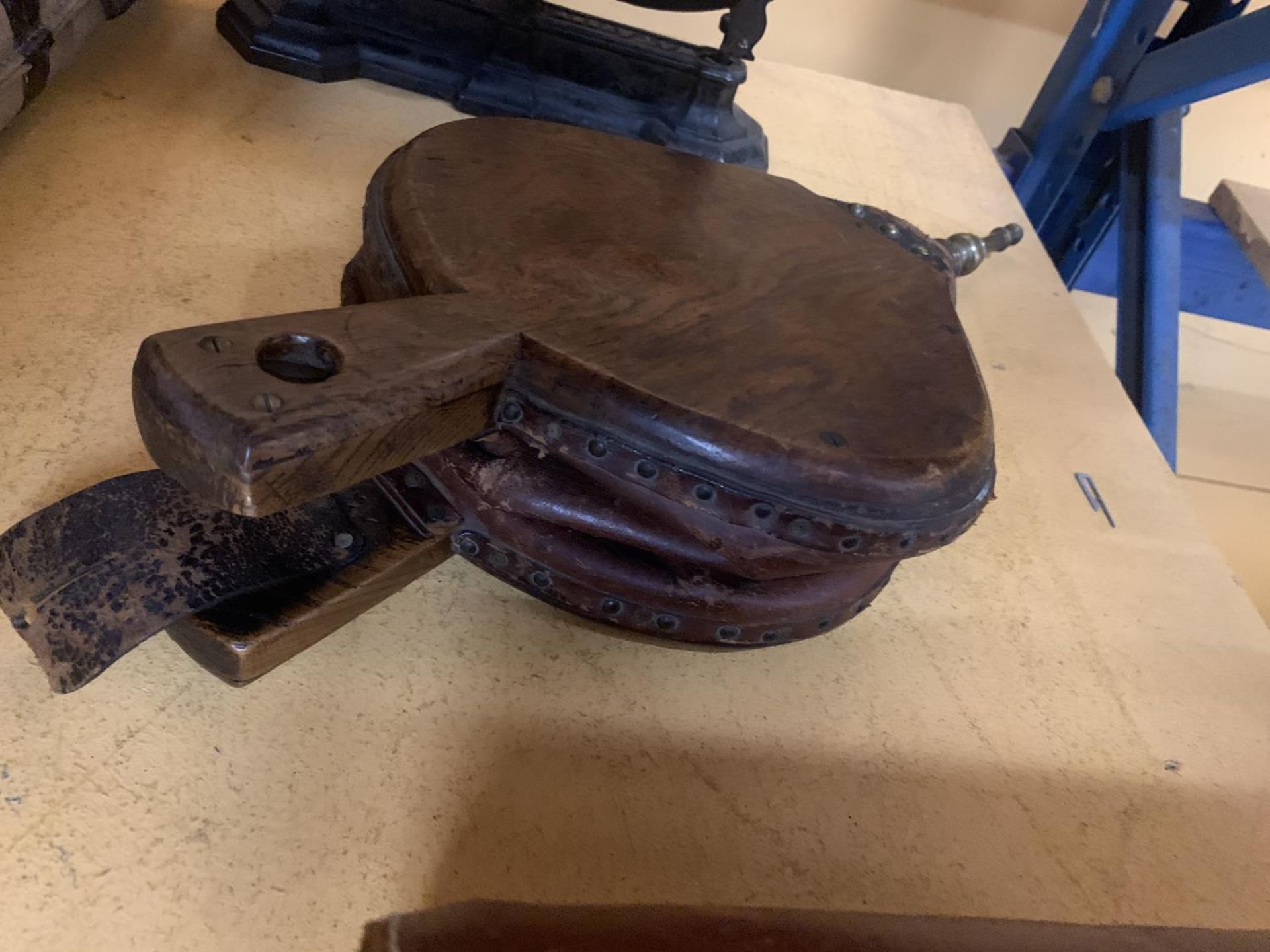 A PAIR OF VINTAGE WOODEN BELLOWS - Image 2 of 2