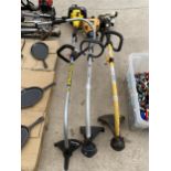 THREE VARIOUS PETROL GRASS STRIMMERS TO INCLUDE JCB AND MCCULLOCH