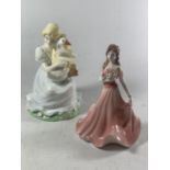 TWO COALPORT FIGURINES TO INCLUDE THE GOOSE GIRL AND DEBUTANTE