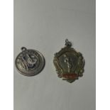 TWO SILVER WATCH CHAIN FOBS ONE HALLAMRKED BIRMINGHAM