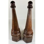 A PAIR OF HEAVY POSSIBLY BRONZE TALL OBELISK COLUMNS, HEIGHT 53CM