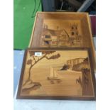 TWO MARQUETRY PANELS