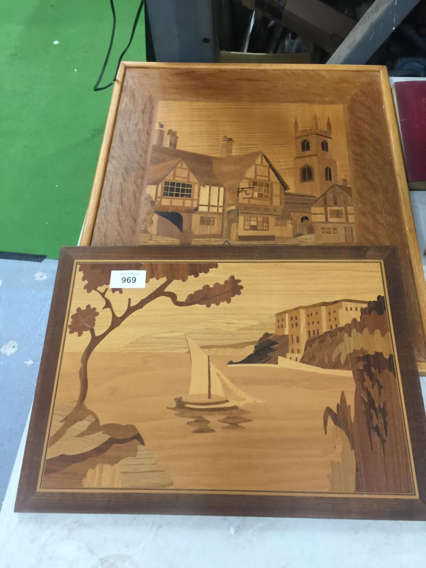 TWO MARQUETRY PANELS