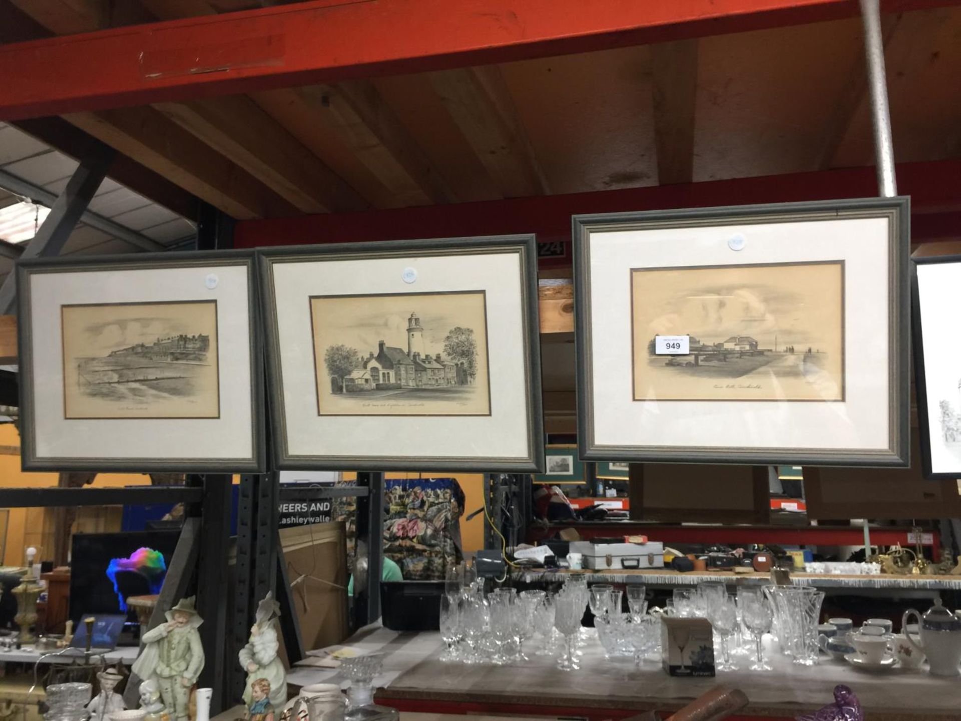 THREE PENCIL SKETCHES SIGNED JUDGES - 'GUN HILL', SOUTHWOLD, 'EAST GREEN AND LIGHTHOUSE',