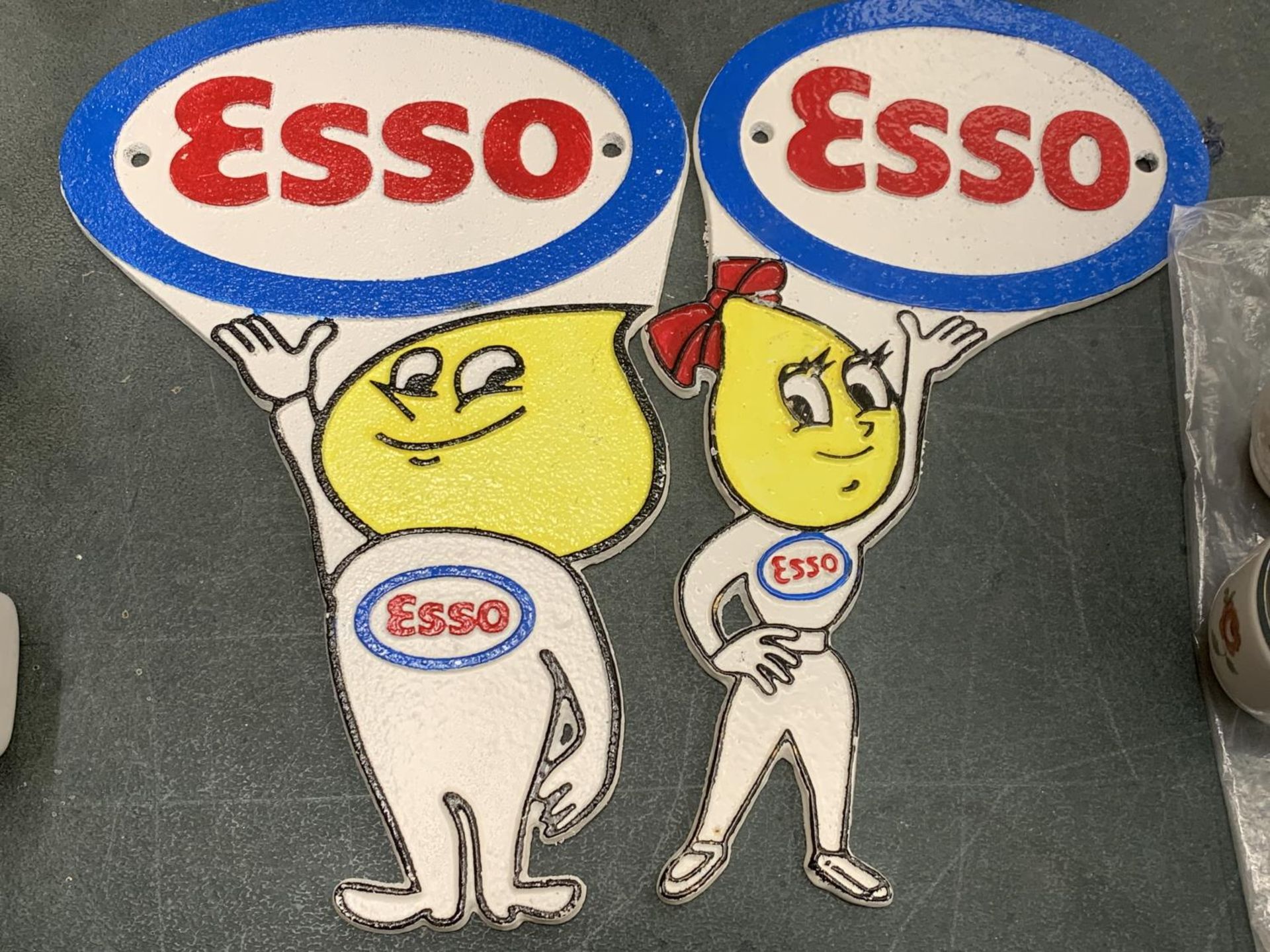 A PAIR OF ESSO SIGNS, MR AND MRS DRIP