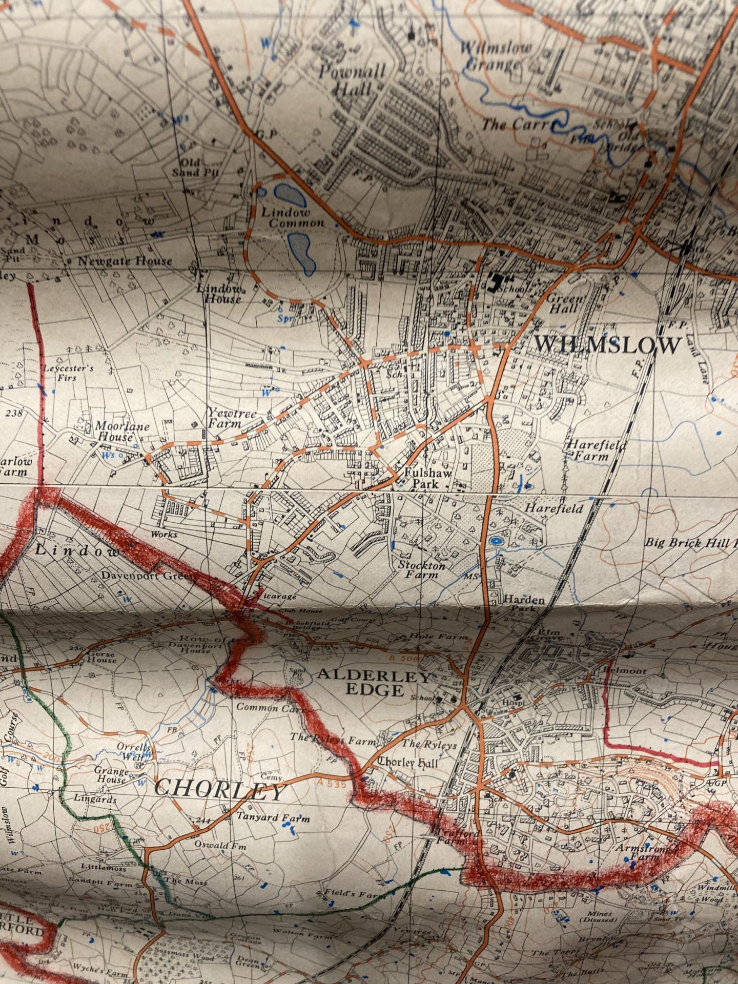 AN OLD ORDNANCE SURVEY MAP COVERING LANCASHIRE, CHESHIRE AND STAFFORDSHIRE APPROX 116 X 100 CM - Image 4 of 5