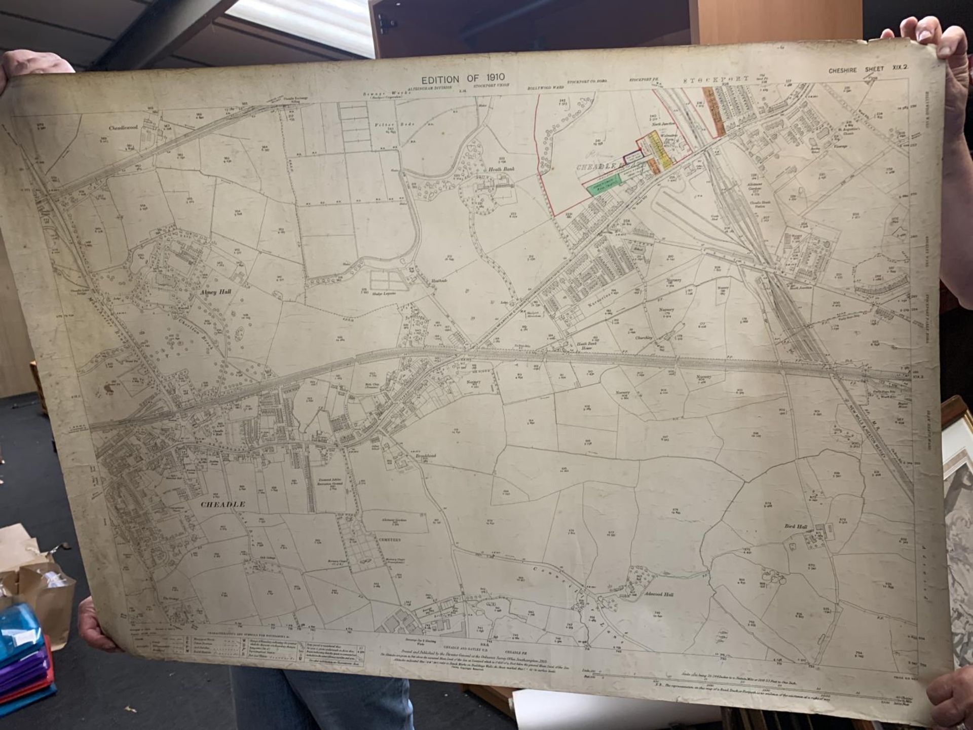 AN ANTIQUARAIN ORDNANCE SURVEY 1921 MAP OF HORWICH END, A 1910 EDITION OF STRETFORD DIVISON,