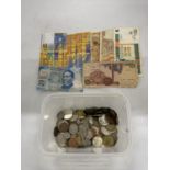 A QUANTITY OF FOREIGN BANK NOTES AND COINS