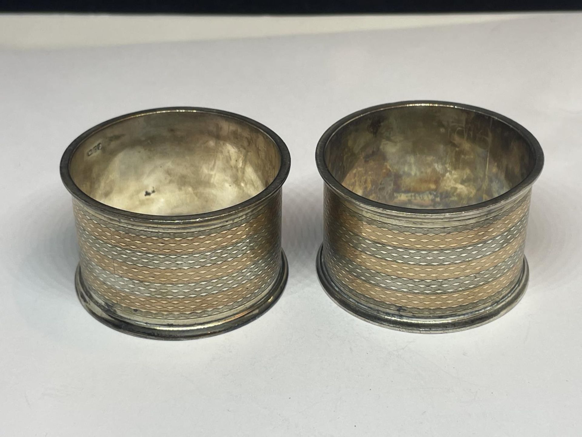 TWO HALLMARKED CHESTER SILVER NAPKIN RINGS