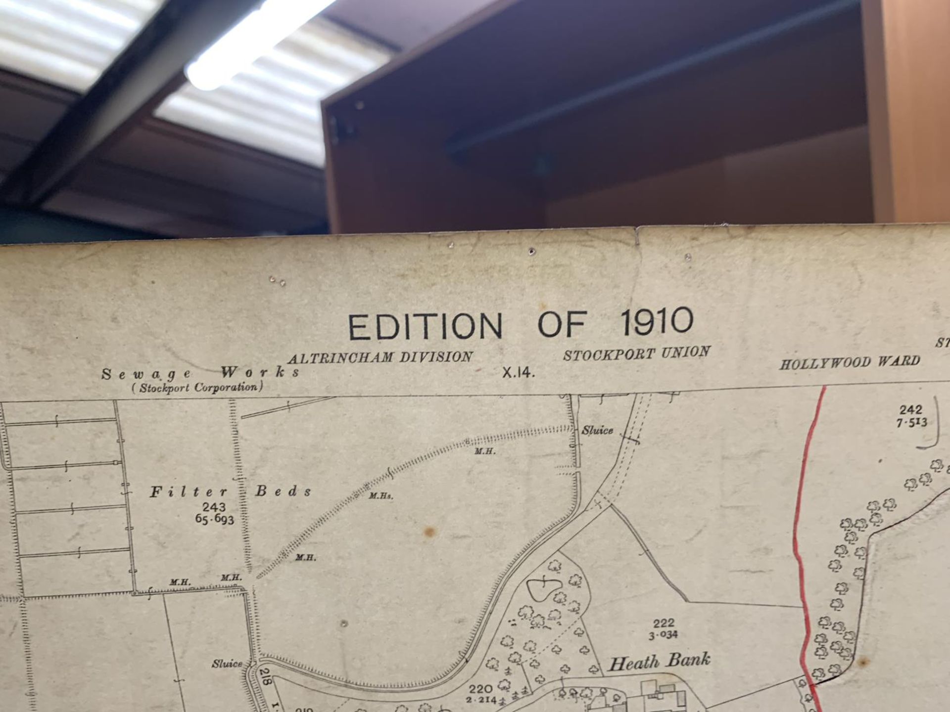 AN ANTIQUARAIN ORDNANCE SURVEY 1921 MAP OF HORWICH END, A 1910 EDITION OF STRETFORD DIVISON, - Image 2 of 10