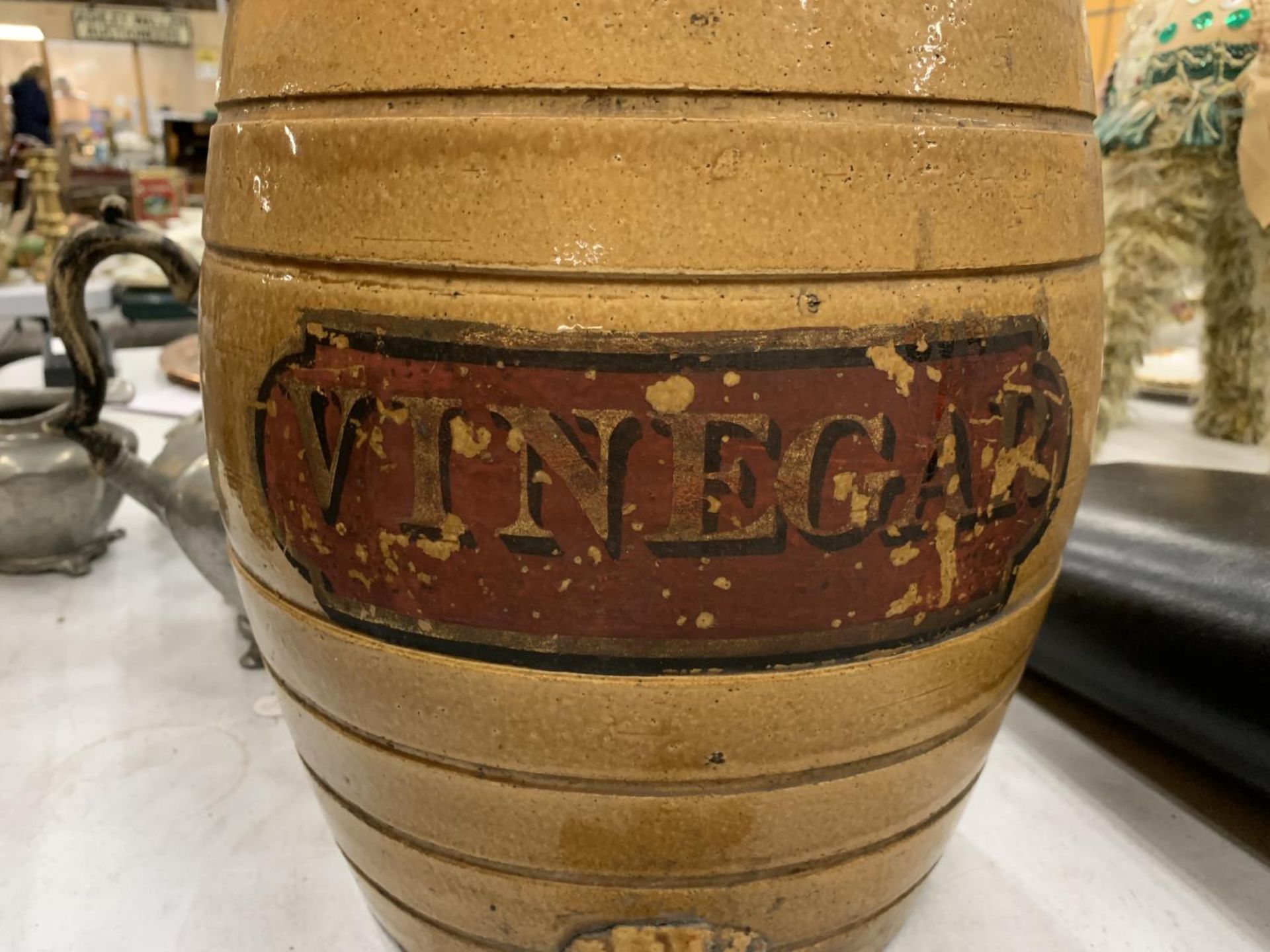 A LARGE STONEWARE 'VINEGAR' BARRELL WITH TAP TO THE BASE, BY PRICE AND SONS - Image 2 of 6