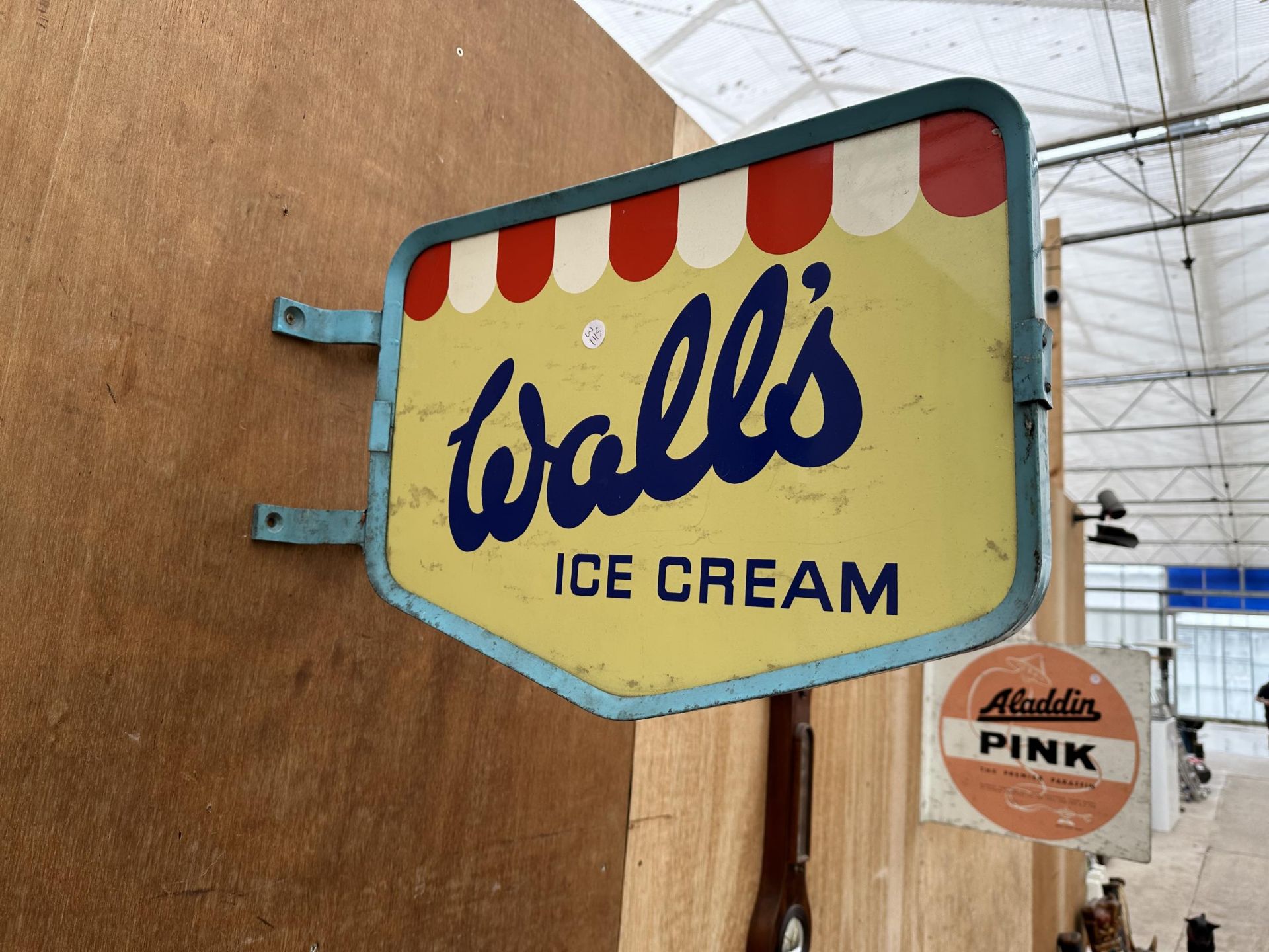 A BELIEVED ORIGINAL DOUBLE SIDED METAL WALLS ICE CREAM SIGN - Image 2 of 3