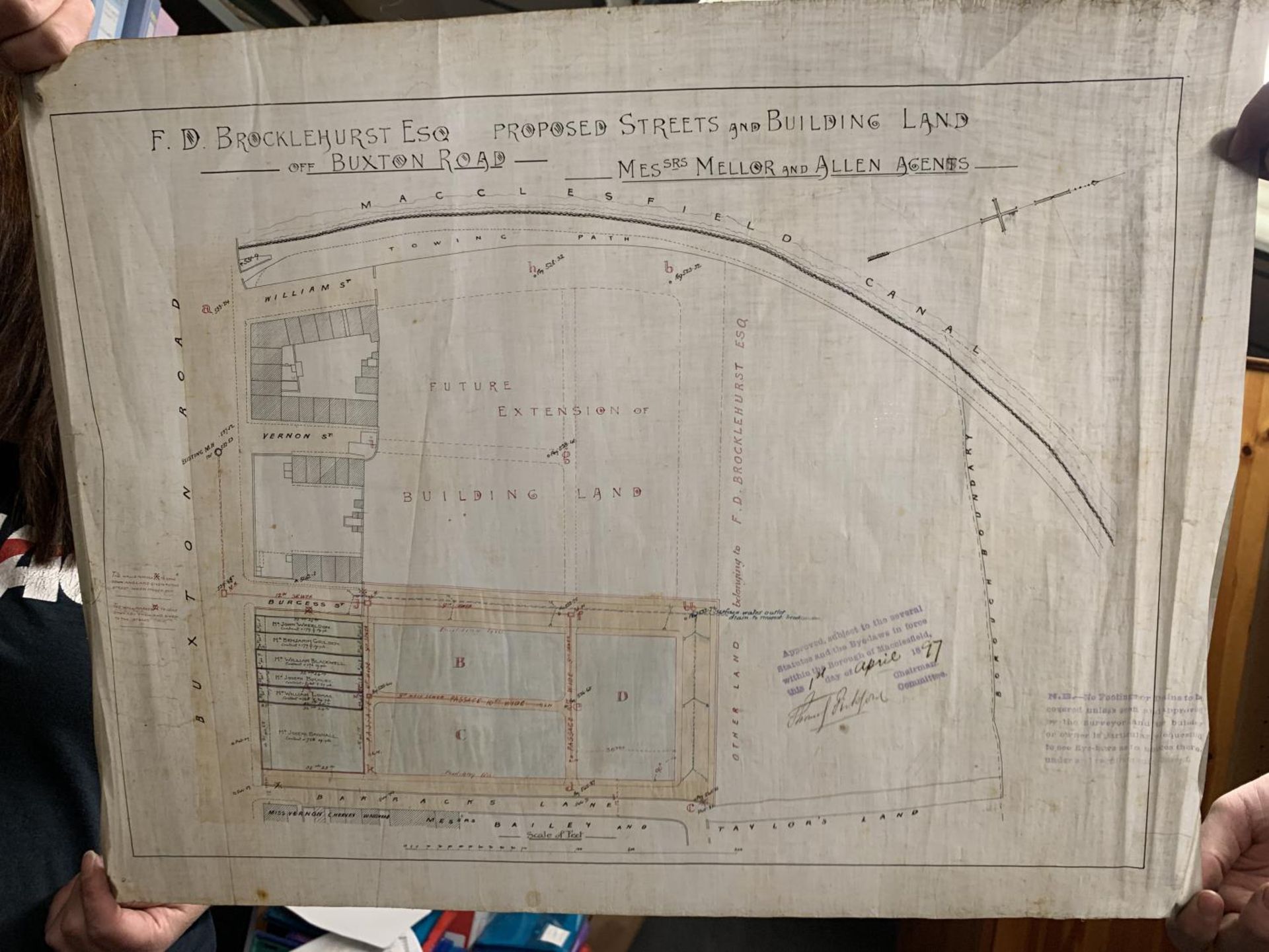 AN ANTIQUARIAN PLAN FOR F.D.BROCKLEHURST ESQ FOR THE PROPOSED STREETS AND BUILDING LAND OF BUXTON